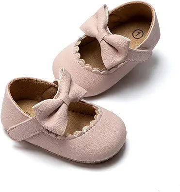 Infant Baby Girls Soft Sole Bowknot Princess Wedding Dress Mary Jane Flats Prewalker Newborn Light Baby Sneaker Shoes