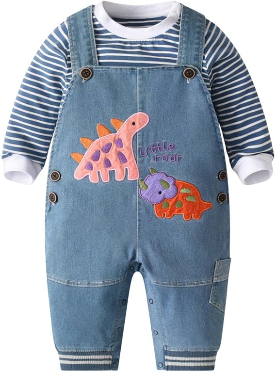 Cute Baby Boy Clothes Suit Toddler Boys' Striped long Sleeve T-Shirt WithJumpsuit Pants Outfits Sets