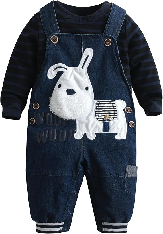 Cute Baby Boy Clothes Suit Toddler Boys' Striped long Sleeve T-Shirt WithJumpsuit Pants Outfits Sets