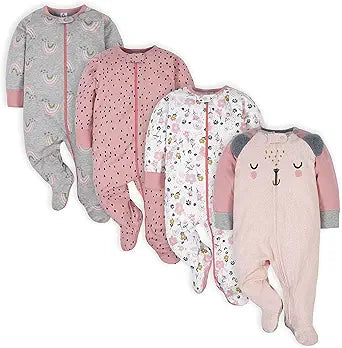 Gerber Baby Girls 4 Pack Sleep 'N Play Footie